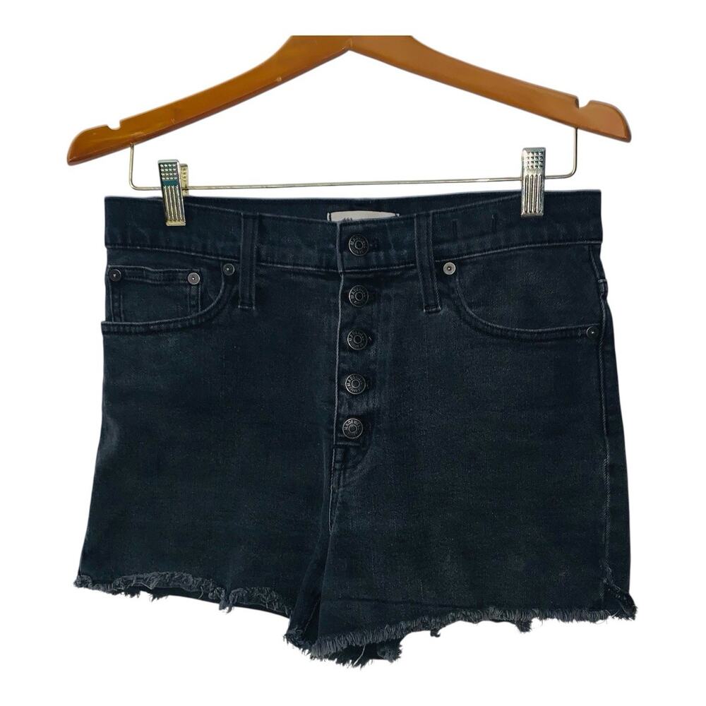 Madewell High Rise Denim Short Button Fly. 5-pockets. Cut off- raw hem. Size 28